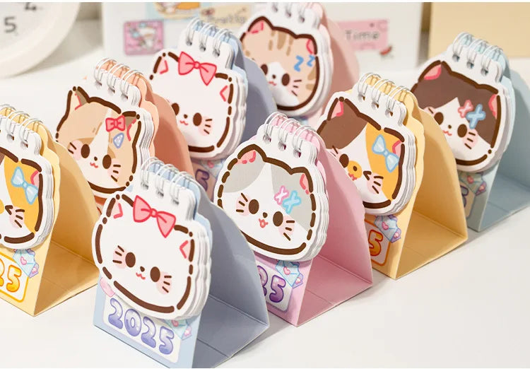 2025 Kawaii Cartoon Cat Mini Pocket Desk Calendar Stationery by The Kawaii Shoppu | The Kawaii Shoppu