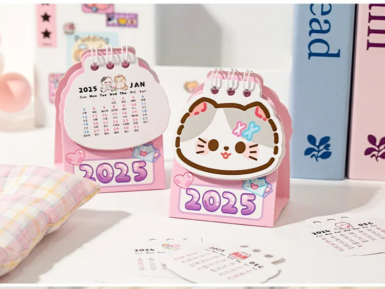 2025 Kawaii Cartoon Cat Mini Pocket Desk Calendar Stationery by The Kawaii Shoppu | The Kawaii Shoppu