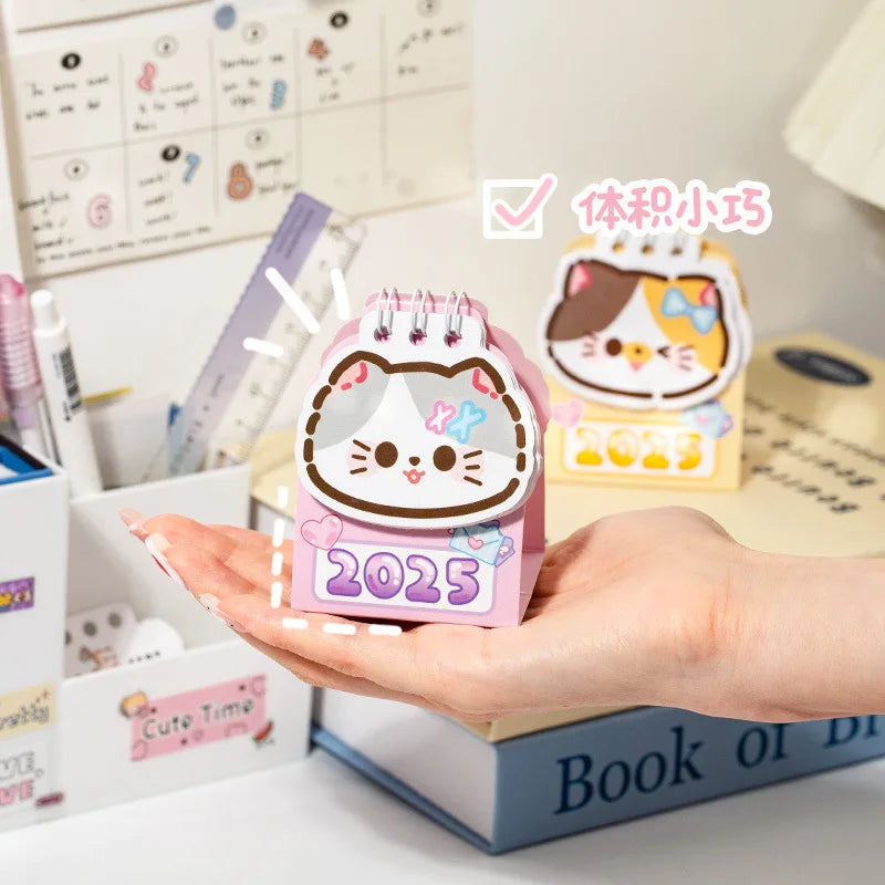 2025 Kawaii Cartoon Cat Mini Pocket Desk Calendar Stationery by The Kawaii Shoppu | The Kawaii Shoppu