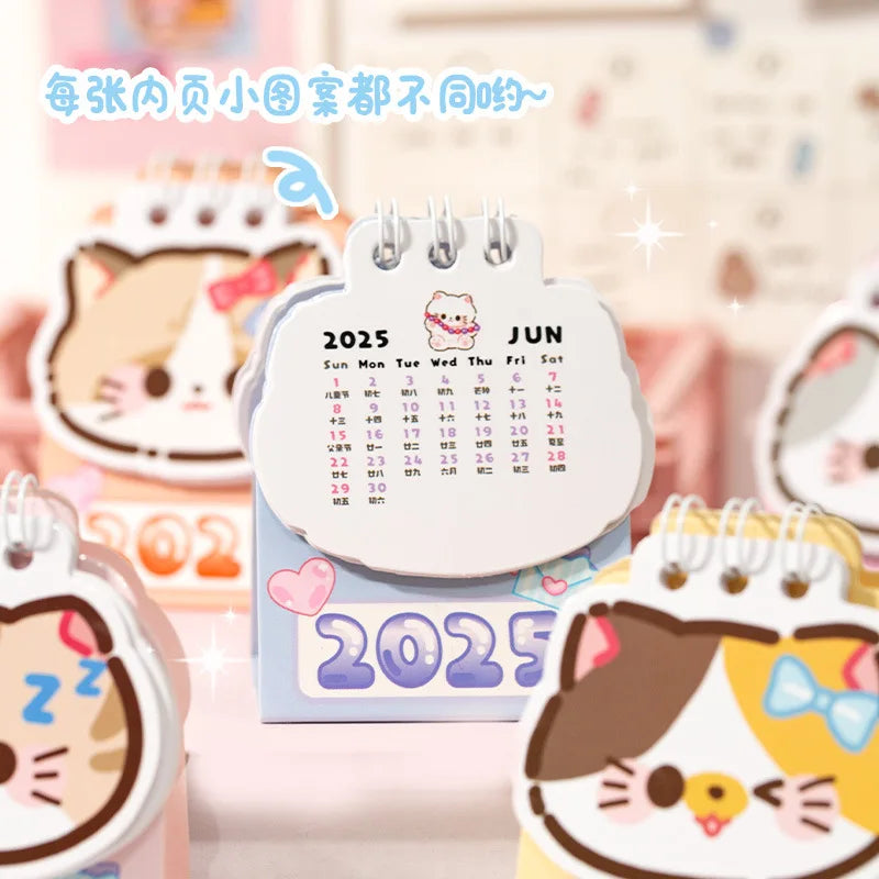 2025 Kawaii Cartoon Cat Mini Pocket Desk Calendar Stationery by The Kawaii Shoppu | The Kawaii Shoppu