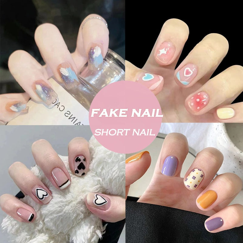 24Pcs/Set Short Kawaii Press on Fake Nails Set Accessories by The Kawaii Shoppu | The Kawaii Shoppu