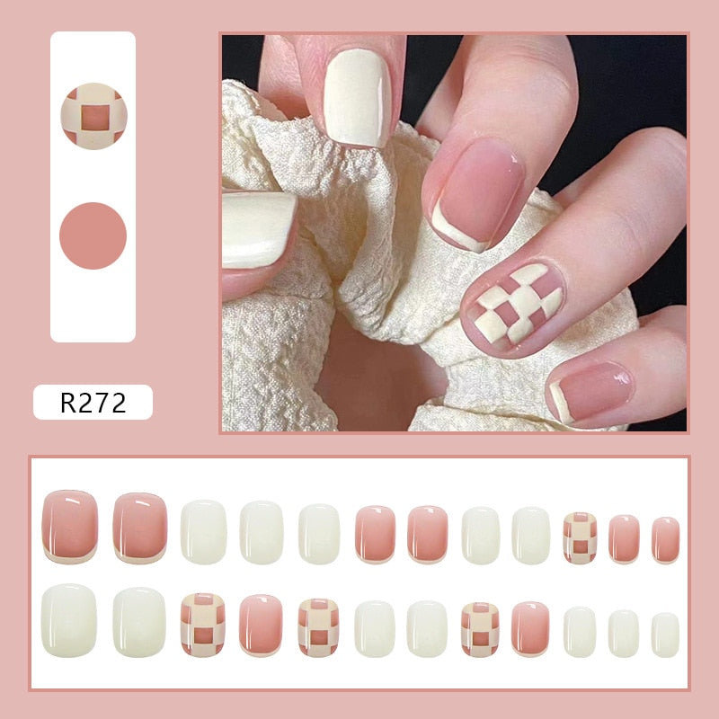 24Pcs/Set Short Kawaii Press on Fake Nails Set R272 Accessories by The Kawaii Shoppu | The Kawaii Shoppu