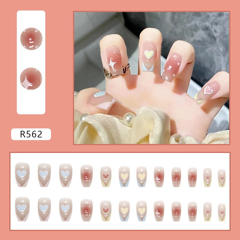 24Pcs/Set Short Kawaii Press on Fake Nails Set R562 Accessories by The Kawaii Shoppu | The Kawaii Shoppu