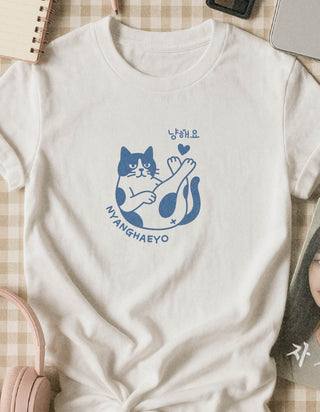 Nyanghaeyo Meow Love You 100% Cotton Cat Korean T-Shirt