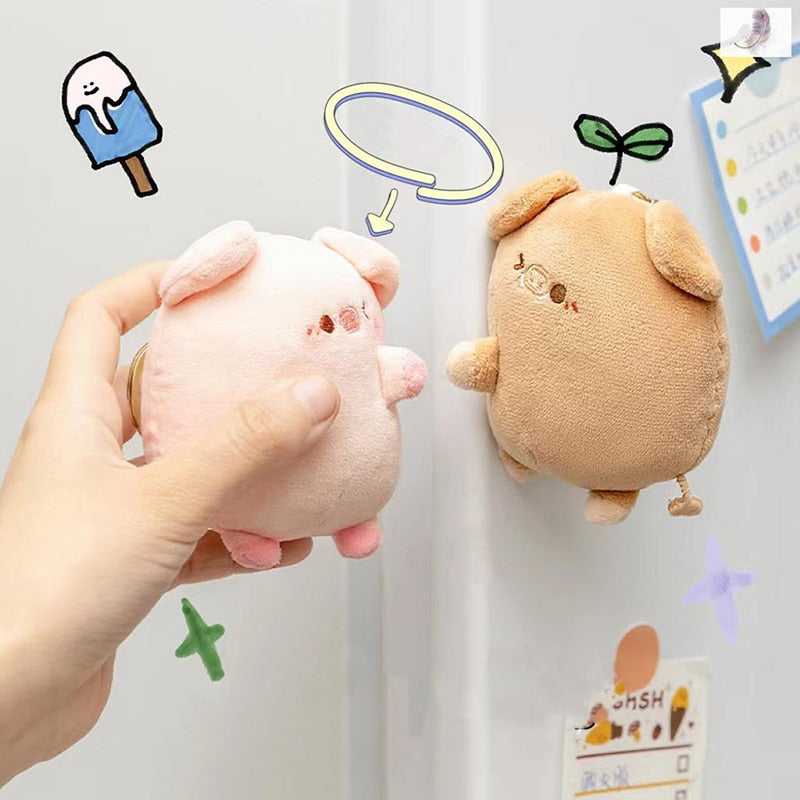 2Pcs Plush Magnetic Pig Friends Keychain Soft Toy by The Kawaii Shoppu | The Kawaii Shoppu