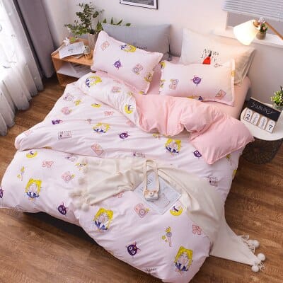 3/4pcs set Kawaii Anime Cotton Bedding Set Pink Full(1.5m bed) Decor The Kawaii Shoppu