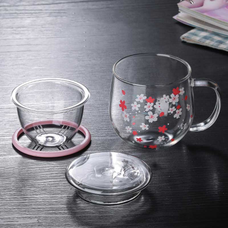 300ml Tea Infuse Sakura Glass Cup null The Kawaii Shoppu