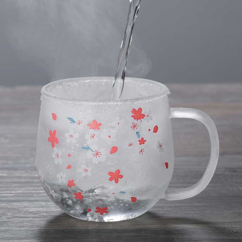 300ml Tea Infuse Sakura Glass Cup null The Kawaii Shoppu