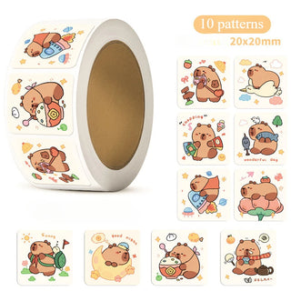 300pcs Capybara Sticker Roll – Cute Cartoon Seal Stickers