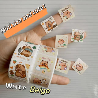 300pcs Capybara Sticker Roll – Cute Cartoon Seal Stickers