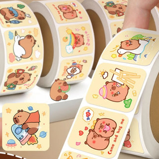 300pcs Capybara Sticker Roll – Cute Cartoon Seal Stickers