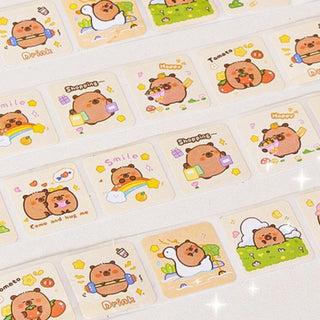 300pcs Capybara Sticker Roll – Cute Cartoon Seal Stickers