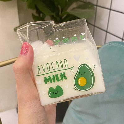 380ml Kawaii Milk Glass Water Cup Avocado Cup The Kawaii Shoppu