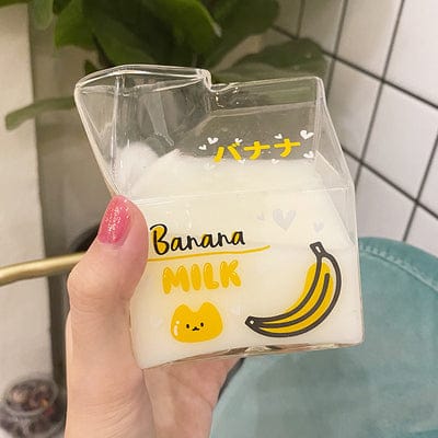 380ml Kawaii Milk Glass Water Cup Banana Cup The Kawaii Shoppu