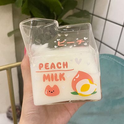 380ml Kawaii Milk Glass Water Cup Peach Cup The Kawaii Shoppu