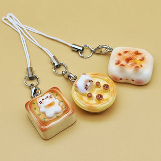 3pcs Cat Bread Phone Charm Set