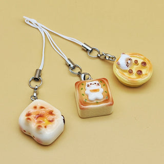 3pcs Cat Bread Phone Charm Set