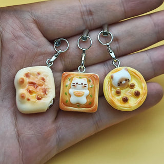 3pcs Cat Bread Phone Charm Set