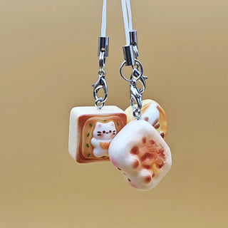 3pcs Cat Bread Phone Charm Set