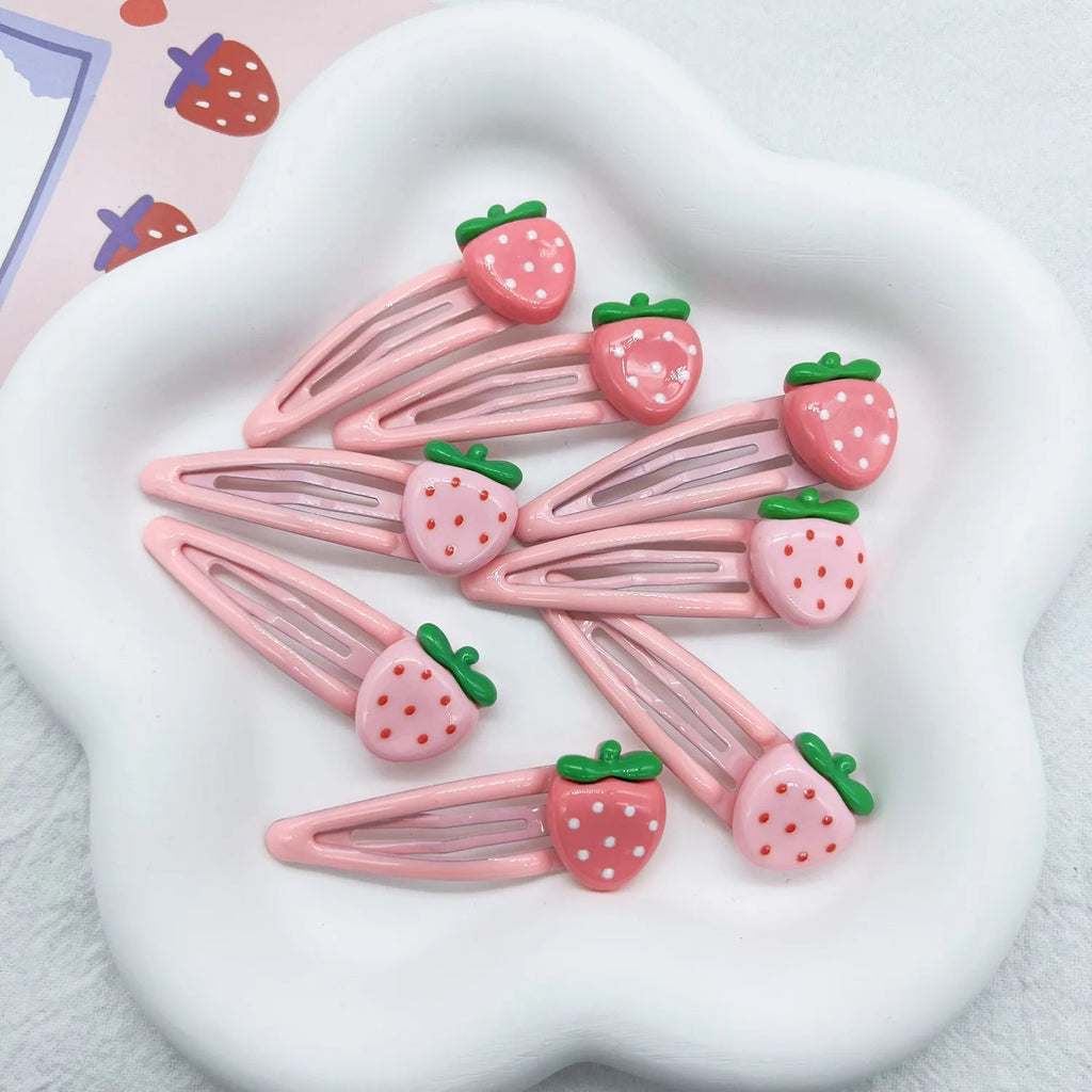4Pcs Cute Pink Strawberry BB Hair Clips Hair Accessories by The Kawaii Shoppu | The Kawaii Shoppu