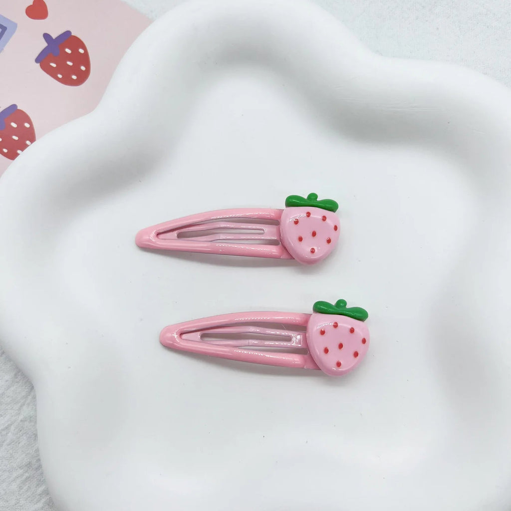 4Pcs Cute Pink Strawberry BB Hair Clips Hair Accessories by The Kawaii Shoppu | The Kawaii Shoppu