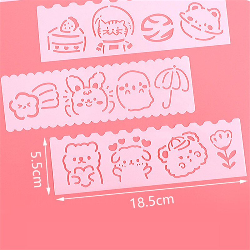 4pcs/set Kawaii Cute Cartoon Hollow Painting Stencils Stationery by The Kawaii Shoppu | The Kawaii Shoppu