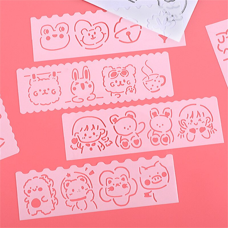 4pcs/set Kawaii Cute Cartoon Hollow Painting Stencils Stationery by The Kawaii Shoppu | The Kawaii Shoppu