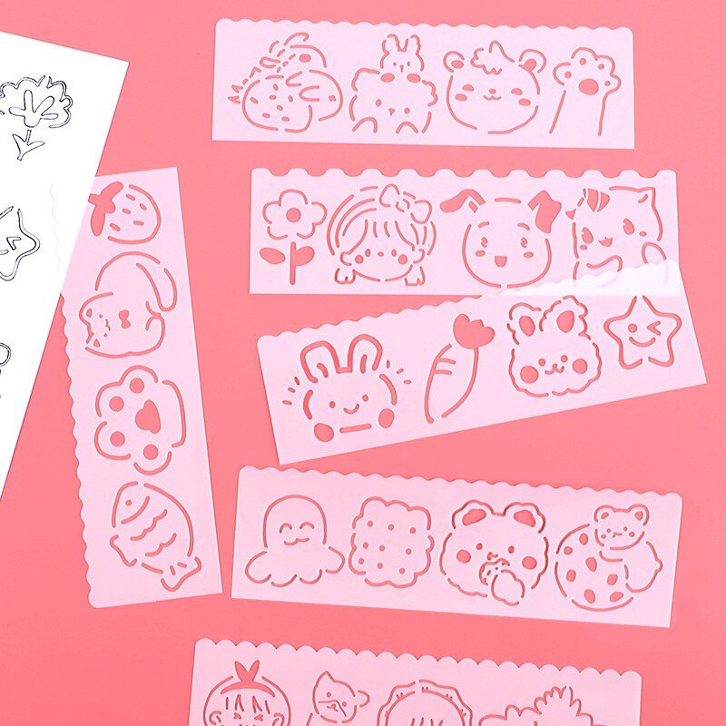 4pcs/set Kawaii Cute Cartoon Hollow Painting Stencils Stationery by The Kawaii Shoppu | The Kawaii Shoppu