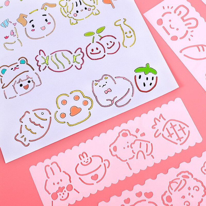 4pcs/set Kawaii Cute Cartoon Hollow Painting Stencils Stationery by The Kawaii Shoppu | The Kawaii Shoppu