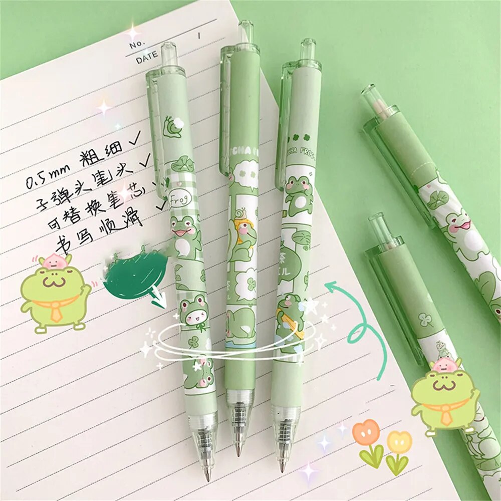 6 Pcs Cute Frog Gel Pens 6pcs Stationery by The Kawaii Shoppu | The Kawaii Shoppu