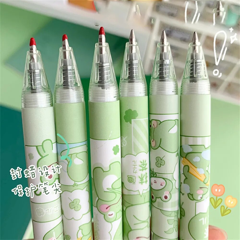 6 Pcs Cute Frog Gel Pens 6pcs Stationery by The Kawaii Shoppu | The Kawaii Shoppu