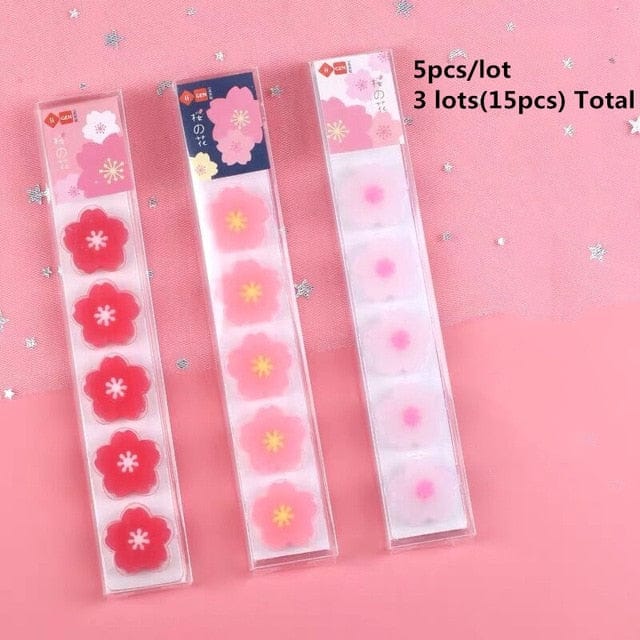 6pcs Kawaii Fruity Sakura Erasers 3 lots 15pcs 2 Stationery The Kawaii Shoppu