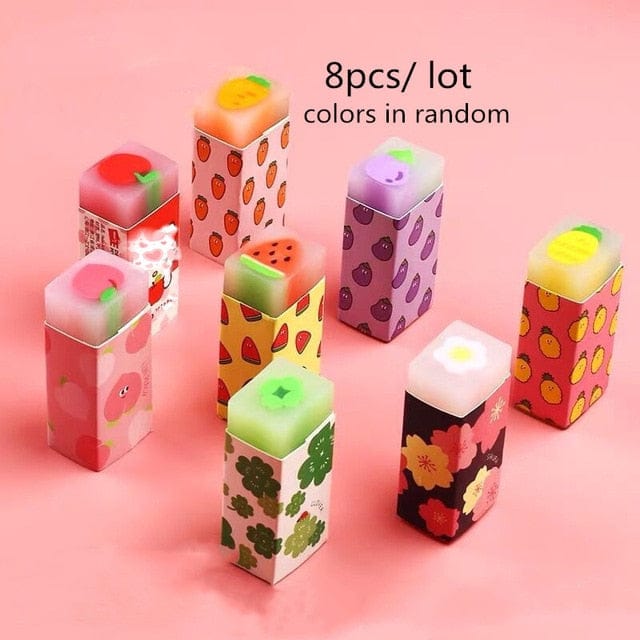 6pcs Kawaii Fruity Sakura Erasers 8pcs random Stationery The Kawaii Shoppu