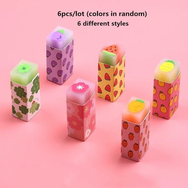 6pcs Kawaii Fruity Sakura Erasers random styles Stationery The Kawaii Shoppu