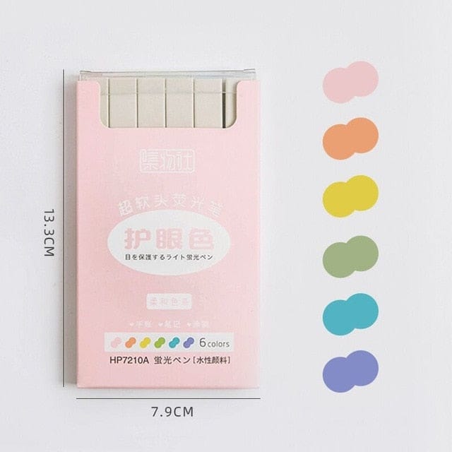 6pcs/lot Soft Color Kyuto 2D Highlighters Pink series Stationery The Kawaii Shoppu