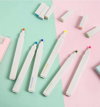 6pcs/lot Soft Color Kyuto 2D Highlighters Stationery The Kawaii Shoppu