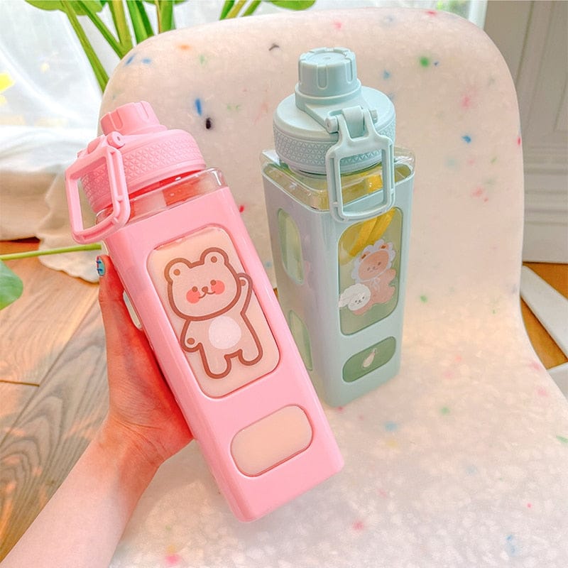 900ml Kawaii Bear Water Bottle With Straw Bottle The Kawaii Shoppu