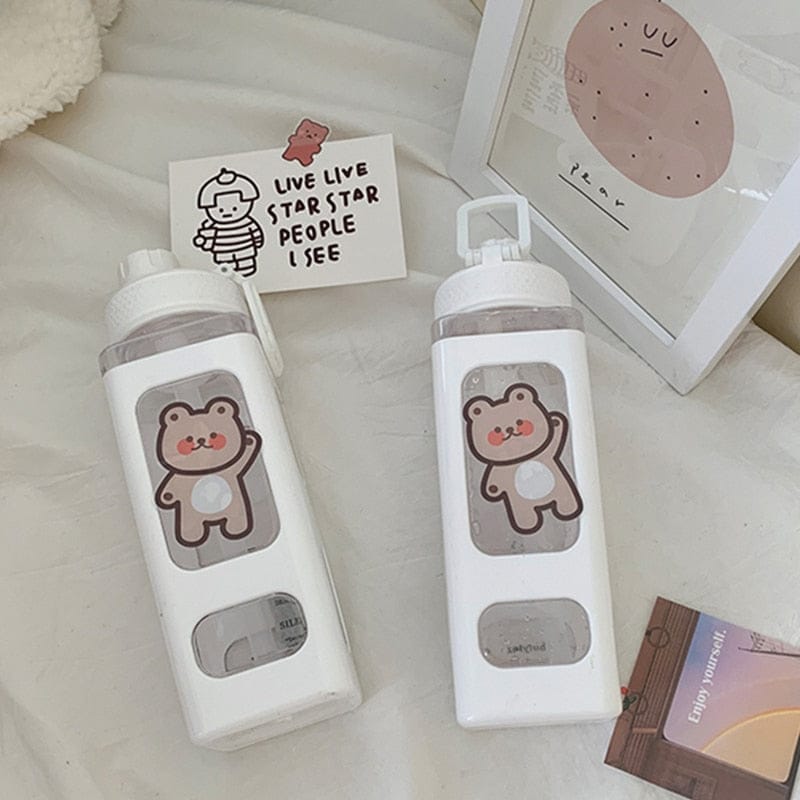 900ml Kawaii Bear Water Bottle With Straw Bottle The Kawaii Shoppu