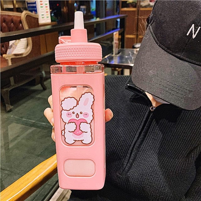 900ml Kawaii Bear Water Bottle With Straw 900ml Pink D Bottle The Kawaii Shoppu