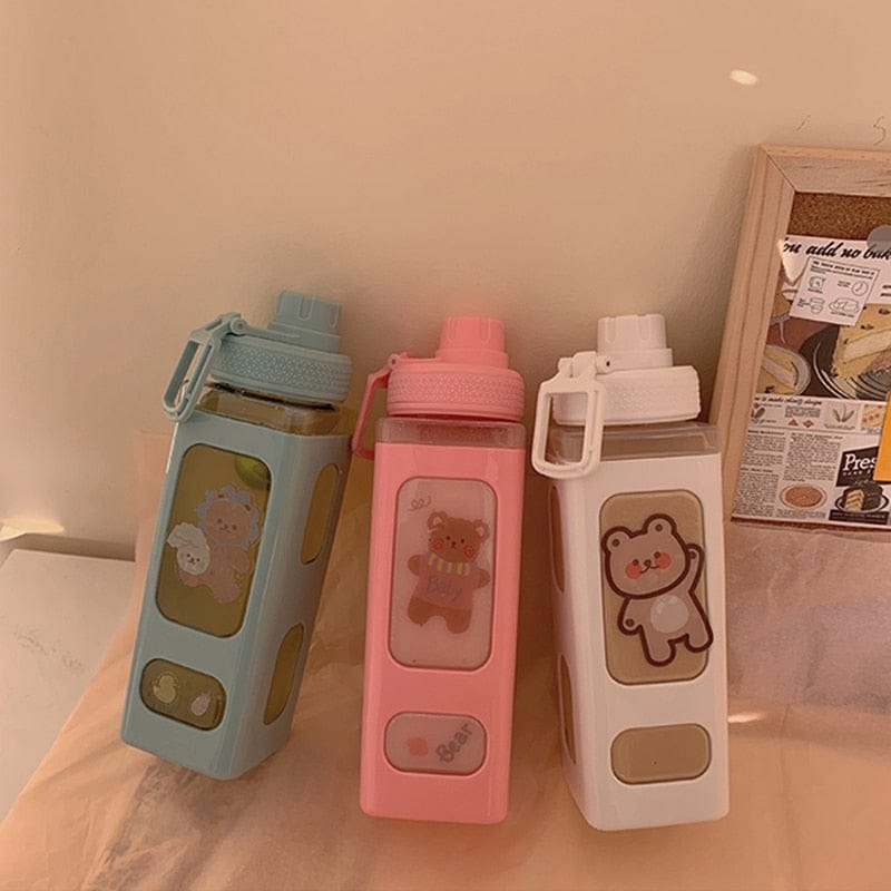 900ml Kawaii Bear Water Bottle With Straw Bottle The Kawaii Shoppu