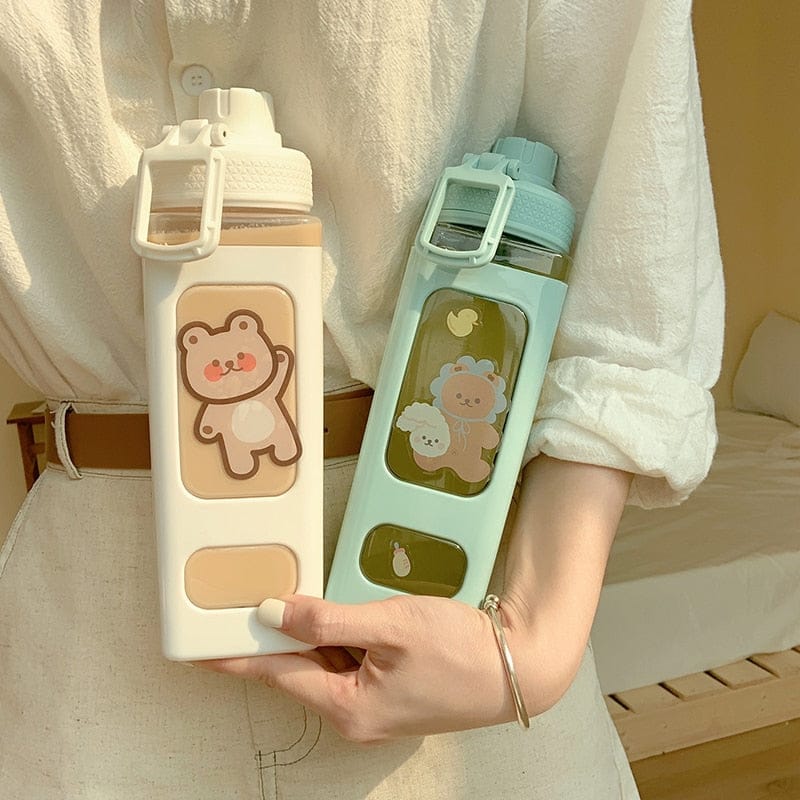 900ml Kawaii Bear Water Bottle With Straw Bottle The Kawaii Shoppu