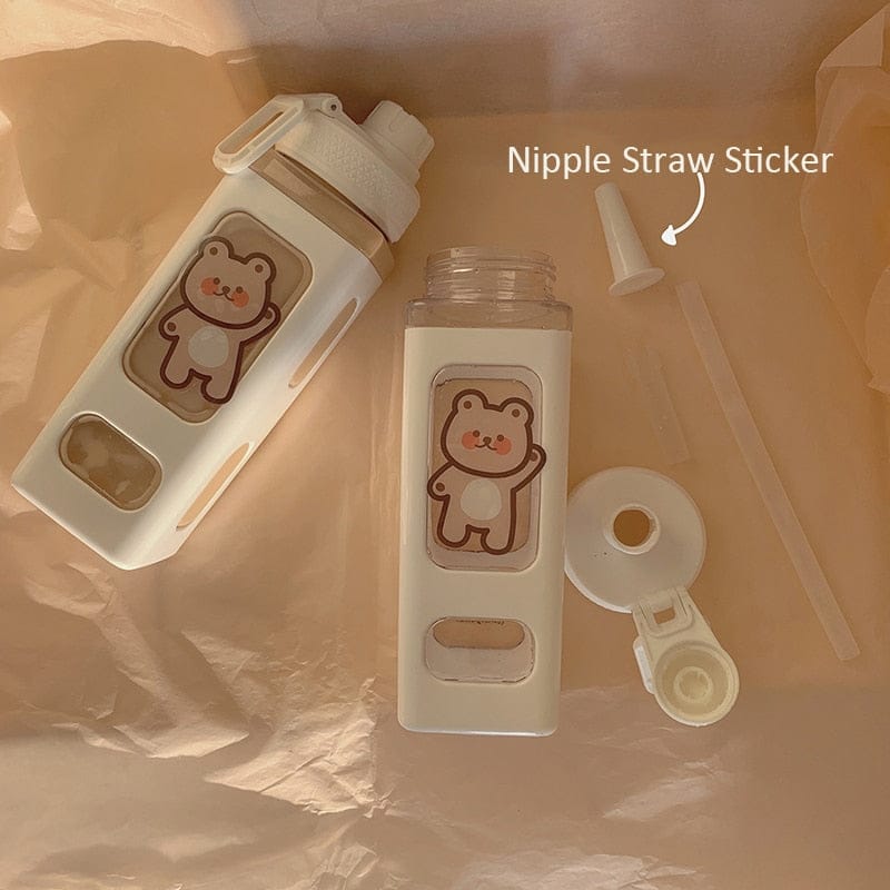 900ml Kawaii Bear Water Bottle With Straw Bottle The Kawaii Shoppu