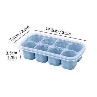 8-Grid Silicone Ice Cube Tray with Lid