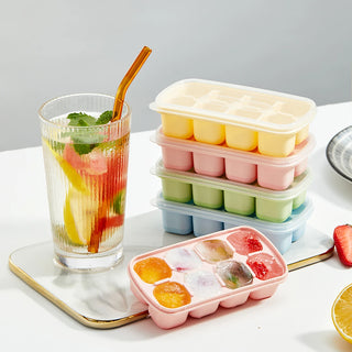 8-Grid Silicone Ice Cube Tray with Lid