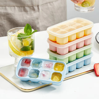 8-Grid Silicone Ice Cube Tray with Lid