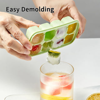 8-Grid Silicone Ice Cube Tray with Lid