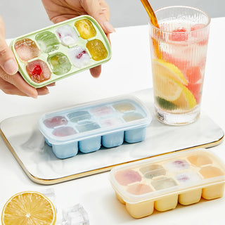 8-Grid Silicone Ice Cube Tray with Lid