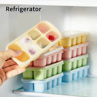 8-Grid Silicone Ice Cube Tray with Lid