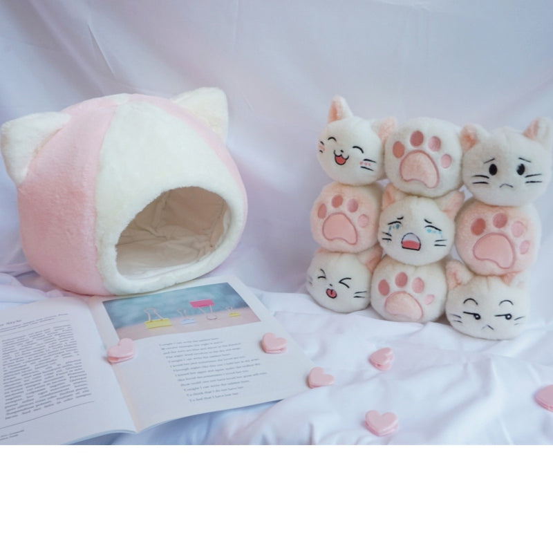 9 Pcs Emoji Kittens Pudding Plushies & Bed Soft Toy by The Kawaii Shoppu | The Kawaii Shoppu