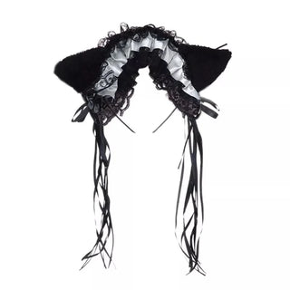 Cat Ear Ruffle Lace Headband with Ribbon and Bell -  Kawaii Cosplay